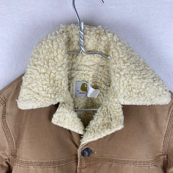 Vintage Carhartt Jacket Size 38 Brown Canvas Sherpa Lined Chore Coat Field 70s - Picture 2 of 9